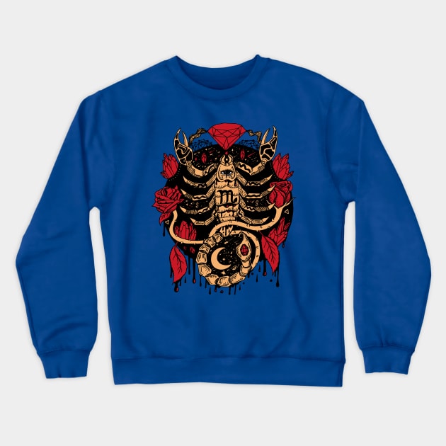 Red and Cream Mystic Scorpio Zodiac Crewneck Sweatshirt by kenallouis